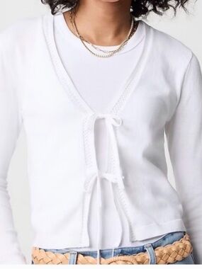 J Crew Factory Tie Front Cardigan White Size Medium